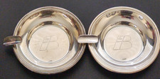 Vintage Iberia Airlines Crown Logo Alpaca Silver Metal Ashtray Dish Set Lot 2 picture