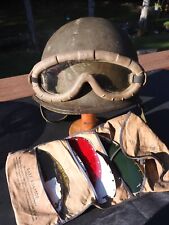 WW2 USG1 Tanker Helmet With Goggles and lens pack picture