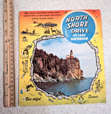 Vintage 1951 Lake Superior Minnesota  pull out Map North Shore Drive picture