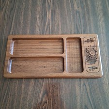 VTG MENS Lasercraft Wood Dresser Tray Valet w/ BASS Lures, River Stream 1988 USA picture
