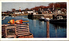 Kennebunkport Maine Harbor Scene of Boats Marina Lobster Traps Vintage Postcard picture