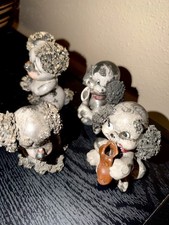 Vintage 1950s Spaghetti Poodle Puppy Figurine Shoe in Mouth Japan Crackle MCM picture