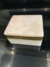 Vintage Pink and White Alabaster Trinket/Jewelry Box picture