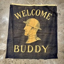 Original WW1 Linen Welcome Buddy Flag Doughboy Homefront picture