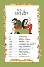 Samuel Lamont Tottering Oldies Text Code Tea Towel Cotton Hand Drawn Green Cream picture