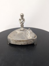 Vintage Metal Figural Desk Paperweight Ashtray Pat. Pend. Unique Novelty Collect picture