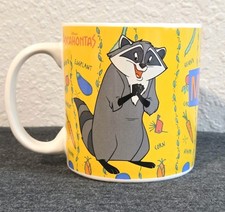 VTG 1995 Disney's Pocahontas Collectible 10oz Mug 'Meeko' Raccoon & Veggie Theme picture
