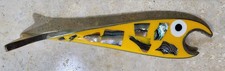 Vintage Alpaca Mexico Yellow Fish Bottle Opener Inlaid Abalone Shell Mosaic Bar picture
