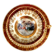 Schlegelmilch Porcelain Demitasse Cup and Saucer Painted Scene Signed F. Boucher picture