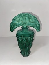 Lalique Hoffman Czech Bohemian Malachite Glass Perfume Bottle Bacchantes Nudes picture