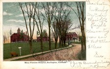 Burlington, Vermont, Mary Fletcher Hospital, historic sights, market, Postcard picture