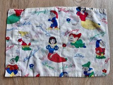 Disney Snow White And Seven Dwarfs KIDS Pillowcase Rare Vintage Fabric Print picture