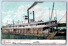 Beardstown Illinois Postcard Bald Eagle Landing Steamer Ship Dock c1907 Vintage picture