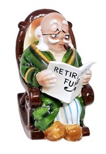 Fenton Old Man Rocking Chair Retirement Fund Piggy Bank Handpainted Japan #4266 picture