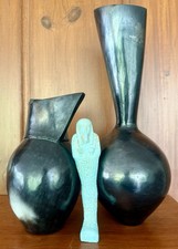 Ancient Grand Tour Egyptian Hand-Carved Faience Glazed Stone Ushabti Figure picture