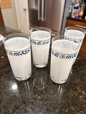 4- Vintage James Bradley 1973 Old Town Blue Onion Glasses Tumblers Corning Rare picture