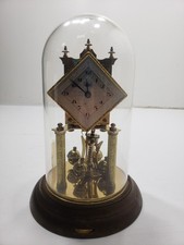 Vintage Schatz 49 Germany Anniversary Clock w/ Glass Dome No Key Untested picture