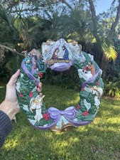 Vtg ARNEL'S Christmas Wreath Ceramic Nativity Scene Painted Angels Door picture