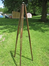 Antique 1920s-40s SURVEYORS 3 Leg TRIPOD & Metal MOUNTING Plate ASH Hardwood 60” picture