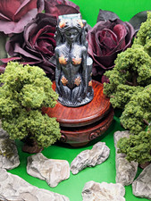 Fantasy Woman Figurine, Painted Gray & Orange Plaster, 4