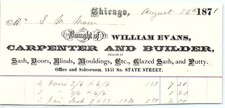 1871 Chicago William Evans Carpenter Billhead picture