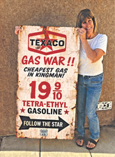 Texaco, Rt 66 vintage style Gas Wars wall banner Man Cave Garage art Classic 60s picture