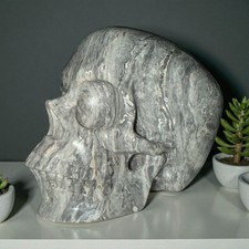 Grey Jasper Skull – Hand-Carved Crystal picture