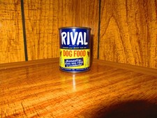 Vintage RIVAL DOG FOOD  Metal Coin Bank Collectible Can Chicago Illinois 2 3/4