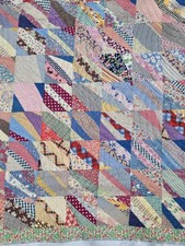 Vintage Handmade Hand Stiched Patchwork Quilt Floral Backing 72x82 READ picture