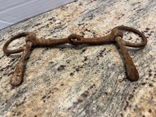 Rusted Half Cheek Iron Horse Bit Bridal Tack Western Decor Shabby Vintage 1940s picture