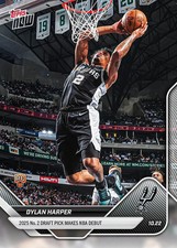 2025-26 TOPPS NOW DYLAN HARPER ROOKIE DEBUT BASKETBALL CARD #2 SPURS DRAFT PICK picture