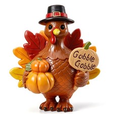 Thanksgiving Turkey Figurine, Farmhouse Fall Resin Decoration picture