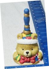 Holiday Bell Hand Painted Christmas Teddy Bear Santa Hat Porcelain picture