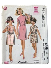 Vintage 60s McCalls 6829 Sewing Pattern Size 14 Girls’ Dress Easy Beginner CUT picture