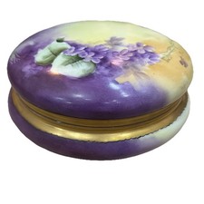 Antique VTG T&V Limoges LARGE Porcelain Macaron DresserBox HandPainted FloralArt picture