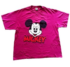 Vtg 90s Disney Designs Big Mickey Mouse Graphic T Shirt OSFA Pink Made USA RARE picture