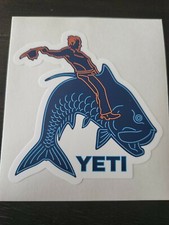 YETI AUTHENTIC STICKER - Cowboy Riding Fish Decal Cooler Mug Tumbler Car picture