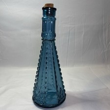 Vintage Morey Mallorca Destilerias Glass Decanter Blue 12” Depression Era MCM picture