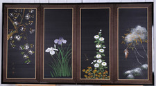 1980s Japanese Silk Byobu 
