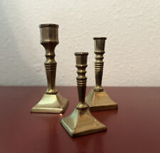 Vtg Brass Candleholders Candlesticks Set of 3 Fluted Small Decor Made In India picture