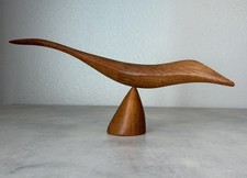Vintage Emil Milan Hand Carved Minimalist Bird Sculpture in Walnut picture