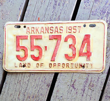 Arkansas 1957 License Plate Tag 