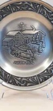  Wall Hanging Plate Julen ASTRI HOLTHE Norway Pewter Holiday 1974 Signed picture