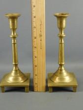 ANTIQUE PAIR EMPIRE BRONZE CANDLESTICKS picture