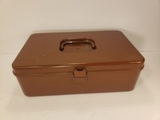 Vintage Wil-Hold Wilson Sewing Box Brown Plastic Thread Organizer Medium USA 13