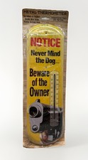 Notice Beware Of Owner Metal Thermometer Gun Dog Vintage Style Wall Decor{80} picture