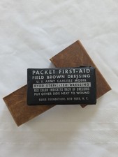 WWII USA US D-Day Soldier First Aid Original Bandage Field Brown Dressing Unused picture