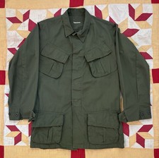 Vintage 60s 70s US Army Jungle Jacket Slant Pocket Small Long Ripstop Vietnam picture