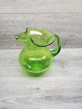 Vtg Green Crackel Glass Pitcher picture