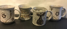 4-Beautiful Pottery Glazed Stoneware Coffee Mugs 4” Lite Gray &  Brown  picture